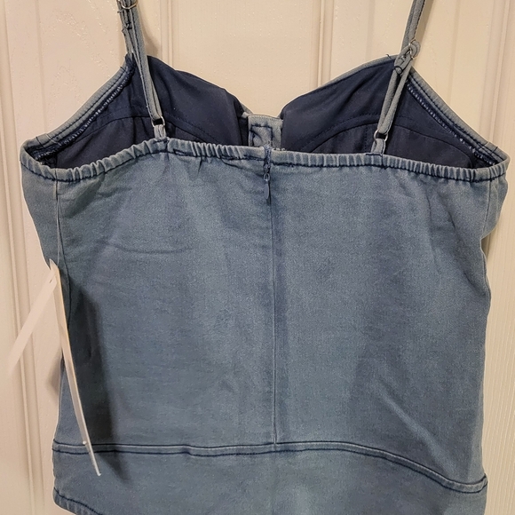 Denim Thong Bodysuit (NWT) - Picture 2 of 4
